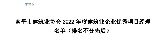 易順建工集團有限公司多位員工榮獲南平市建筑業(yè)協(xié)會(huì )2022年度優(yōu)秀獎項